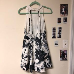 white flare printed dress // open back detail